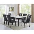 Francis 7-Piece Rectangle Dining Set White Marble Top and Black Side Chairs