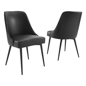 Steve Silver Colfax Side Chair in Black Faux Leather