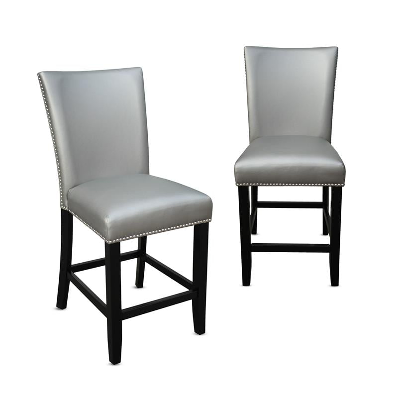 Steve Silver Camila Silver - Gray Faux Leather Counter Chair