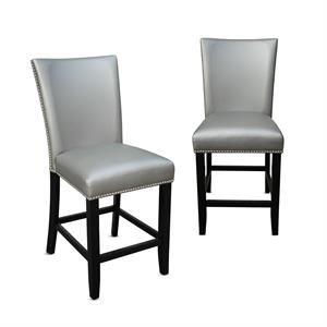 Steve Silver Camila Silver - Gray Faux Leather Counter Chair