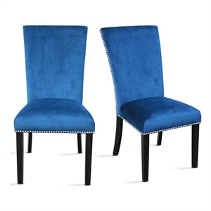 Steve Silver Camila Dining Chair in Blue Velvet