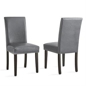 Steve Silver Verano Gray Faux Leather Side Chair in Espresso Finish
