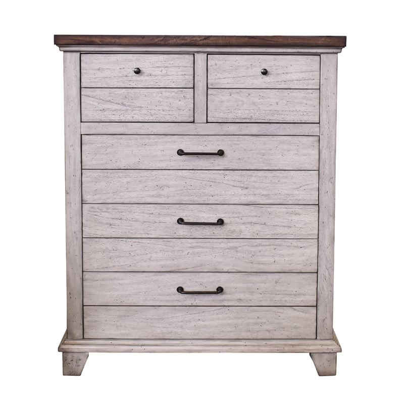 Bear Creek Rustic Ivory Five Drawer Chest