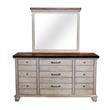 Bear Creek Rustic Ivory Nine Drawer Dresser and Mirror Set