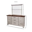 Bear Creek Rustic Ivory Nine Drawer Dresser and Mirror Set
