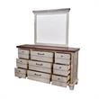 Bear Creek Rustic Ivory Nine Drawer Dresser and Mirror Set