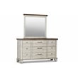 Bear Creek Rustic Ivory Nine Drawer Dresser and Mirror Set