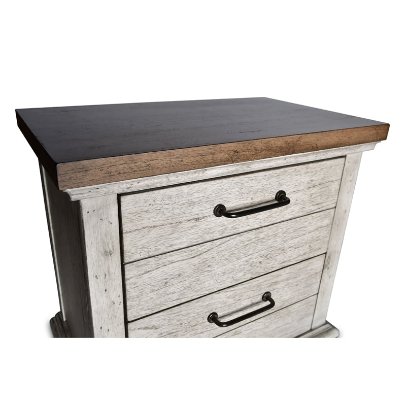Bear Creek Rustic Ivory Wood Two Drawer Nightstand White