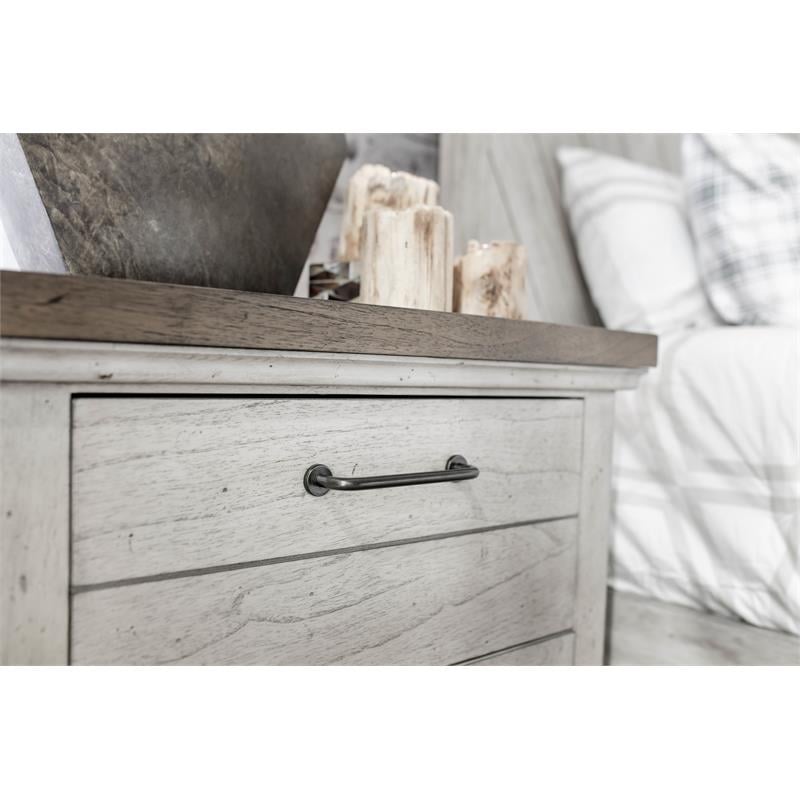 Bear Creek Rustic Ivory Wood Two Drawer Nightstand White