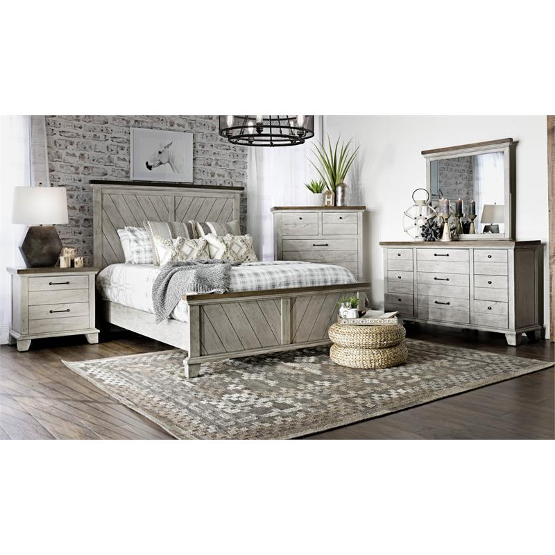 Bear Creek Rustic Ivory Wood Two Drawer Nightstand White