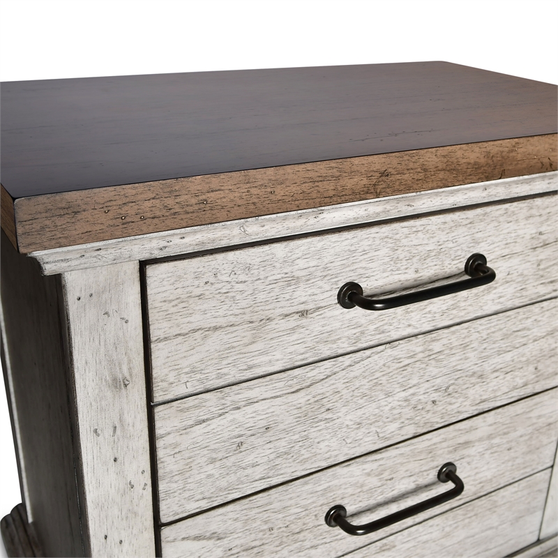 Bear Creek Rustic Ivory Wood Two Drawer Nightstand White