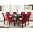 Hartford Dark Oak 9-Piece Dining Set with Red Leather Chairs