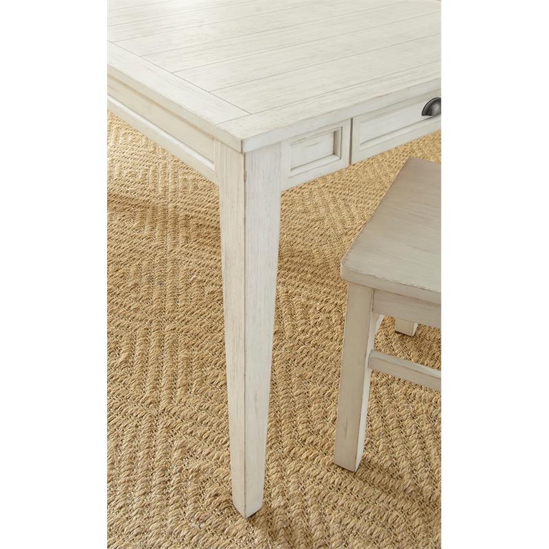 Cayla Antique White 7-Piece Dining Set with Dark Oak Chairs