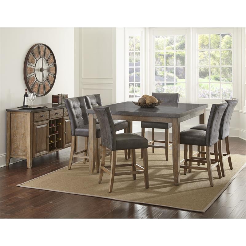 Debby Bluestone 7 Piece Counter Height Dining Set With Grey Chairs