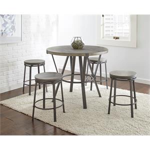 portland 5 piece counter height dining set in gray and brown