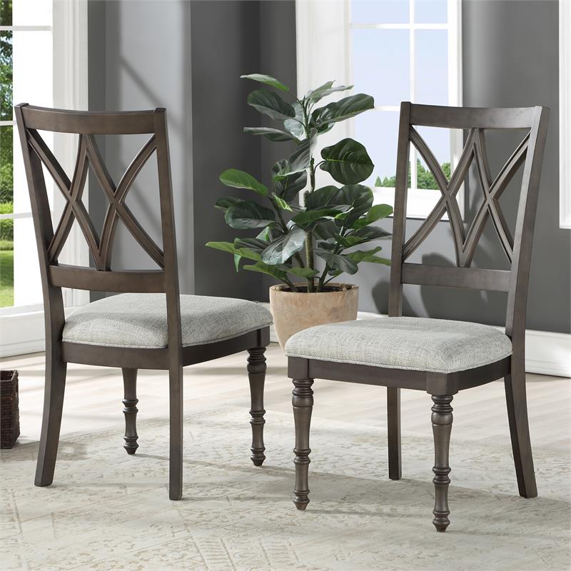 Steve Silver Linnett Sagebrush Finish with Gray upholstered seat  Side Chair