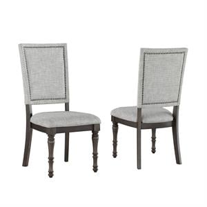 Steve Silver Linnett Sagebrush Upholstered Back Dining Chair in Gray