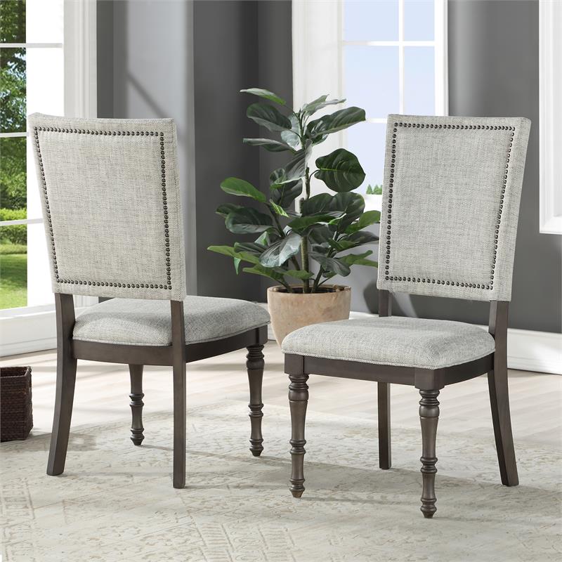 Steve Silver Linnett Sagebrush Upholstered Back Dining Chair in Gray