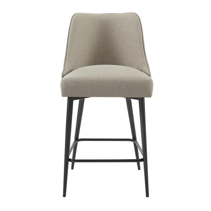 Olson Khaki Beige Fabric and Dark Metal Counter Chair