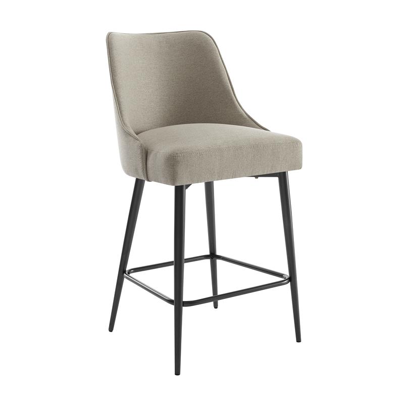 Olson Khaki Beige Fabric and Dark Metal Counter Chair