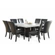 Camila Marble Top Square 9-Piece Dining Set with Black Chairs