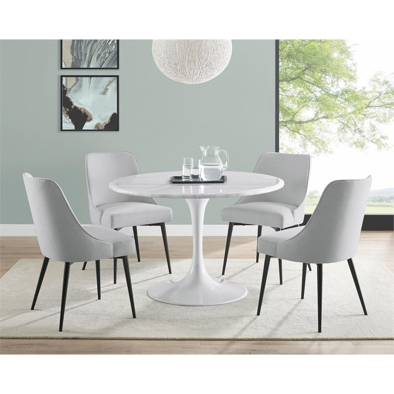 Colfax White Marquina Marble 5-Piece Dining Set with Stone Chairs