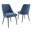 Colfax White Marquina Marble 5-Piece Dining Set with Blue Chairs