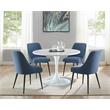 Colfax White Marquina Marble 5-Piece Dining Set with Blue Chairs