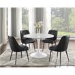 Colfax White Marquina Marble 5-Piece Dining Set with Black Vinyl Chairs