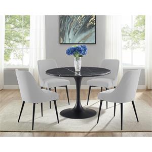Colfax Black Marquina Marble 5-Piece Dining Set with Stone chairs