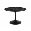 Colfax Black Marquina Marble 5-Piece Dining Set with Charcoal Chairs