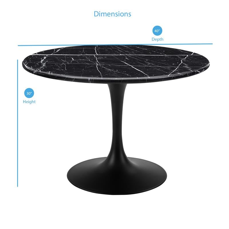 Colfax Black Marquina Marble 5-Piece Dining Set with Charcoal Chairs