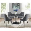 Colfax Black Marquina Marble 5-Piece Dining Set with Charcoal Chairs