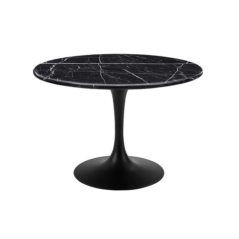 Colfax Black Marquina Marble 5 Piece Dining Set in Black