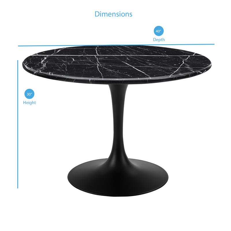 Colfax Black Marquina Marble 5 Piece Dining Set in Black