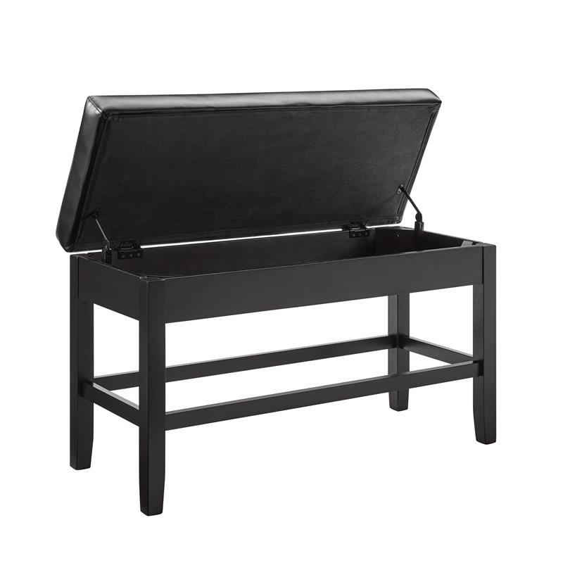 Steve Silver Carrara Ebony Faux Leather Counter Height Storage Bench