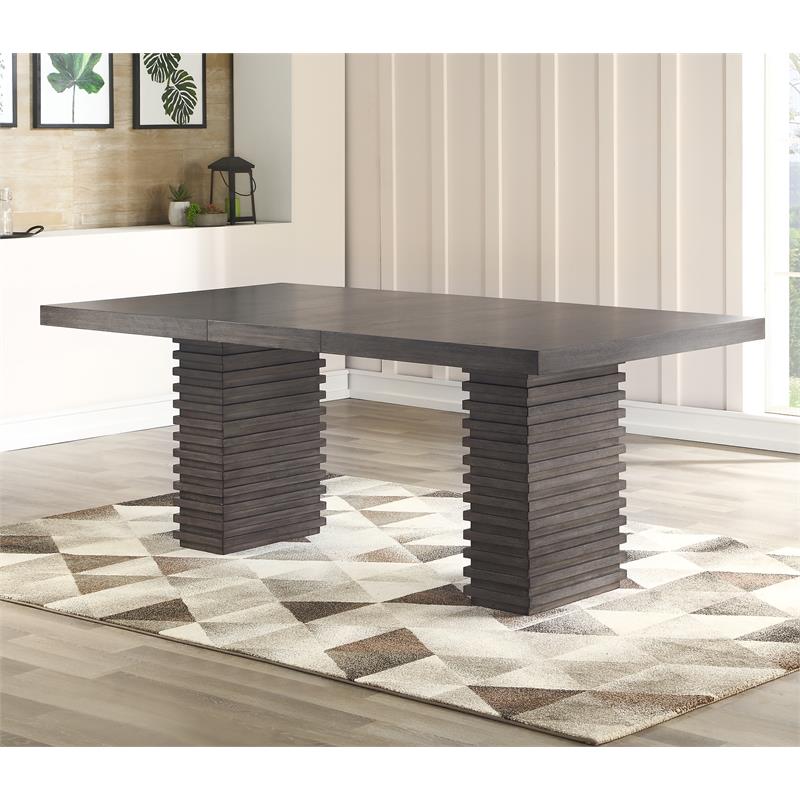 Steve Silver Mila Washed Gray Twin Pedestal Dining Table