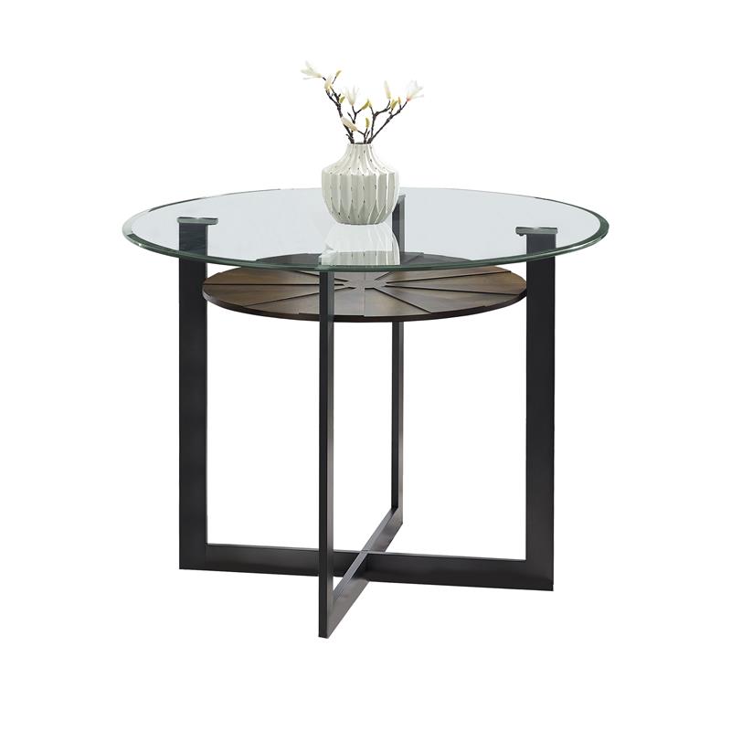 Steve Silver Olson Dark Gray Round Glass Counter Height Dining Table