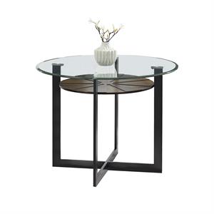 steve silver olson dark gray round glass counter height dining table