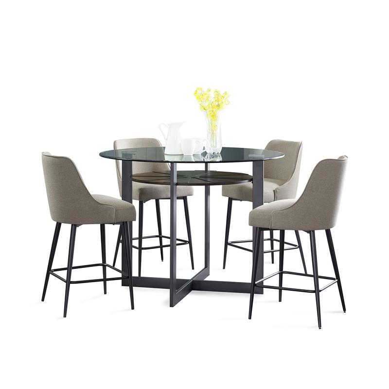 Steve Silver Olson Dark Gray Round Glass Counter Height Dining Table