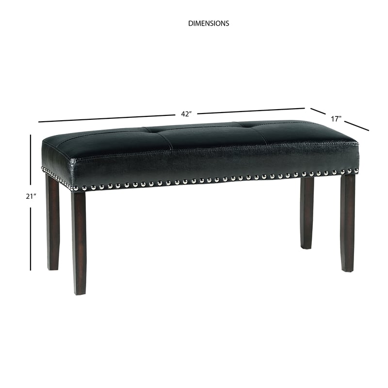 Steve Silver Westby Ebony Faux Leather Dining Bench