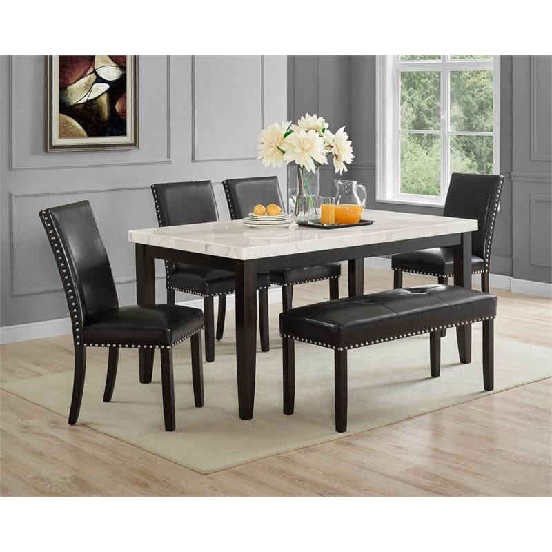 Steve Silver Westby Ebony Faux Leather Dining Bench