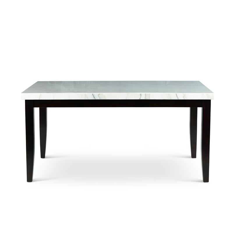 Westby White Marble Top Dining Table with Ebony black base