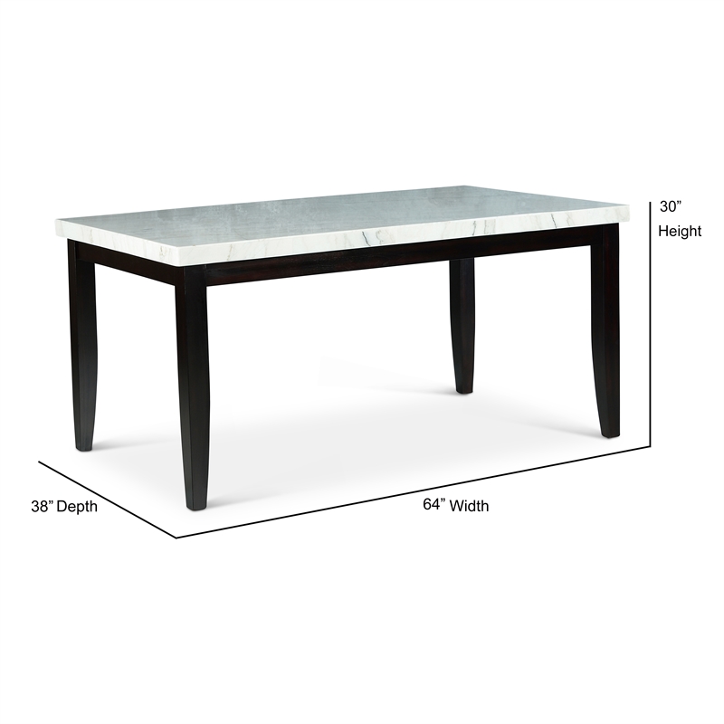 Westby White Marble Top Dining Table with Ebony black base
