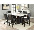 Camila Marble Top Rectangular 7-Piece Counter Height Dining Set - Black