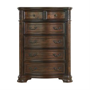 royale brown cherry 5-drawer lift top chest