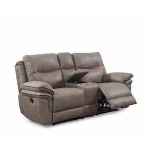 Isabella Sandy Beige Vinyl Console Recliner Loveseat