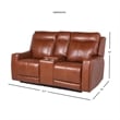 Natalia Caramel Leather Power Loveseat Console Recliner
