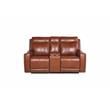 Natalia Caramel Leather Power Loveseat Console Recliner