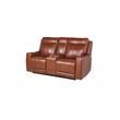 Natalia Caramel Leather Power Loveseat Console Recliner